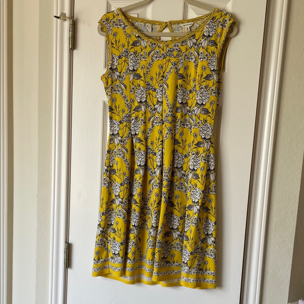 Max Studio Yellow and Gray Floral Dress
